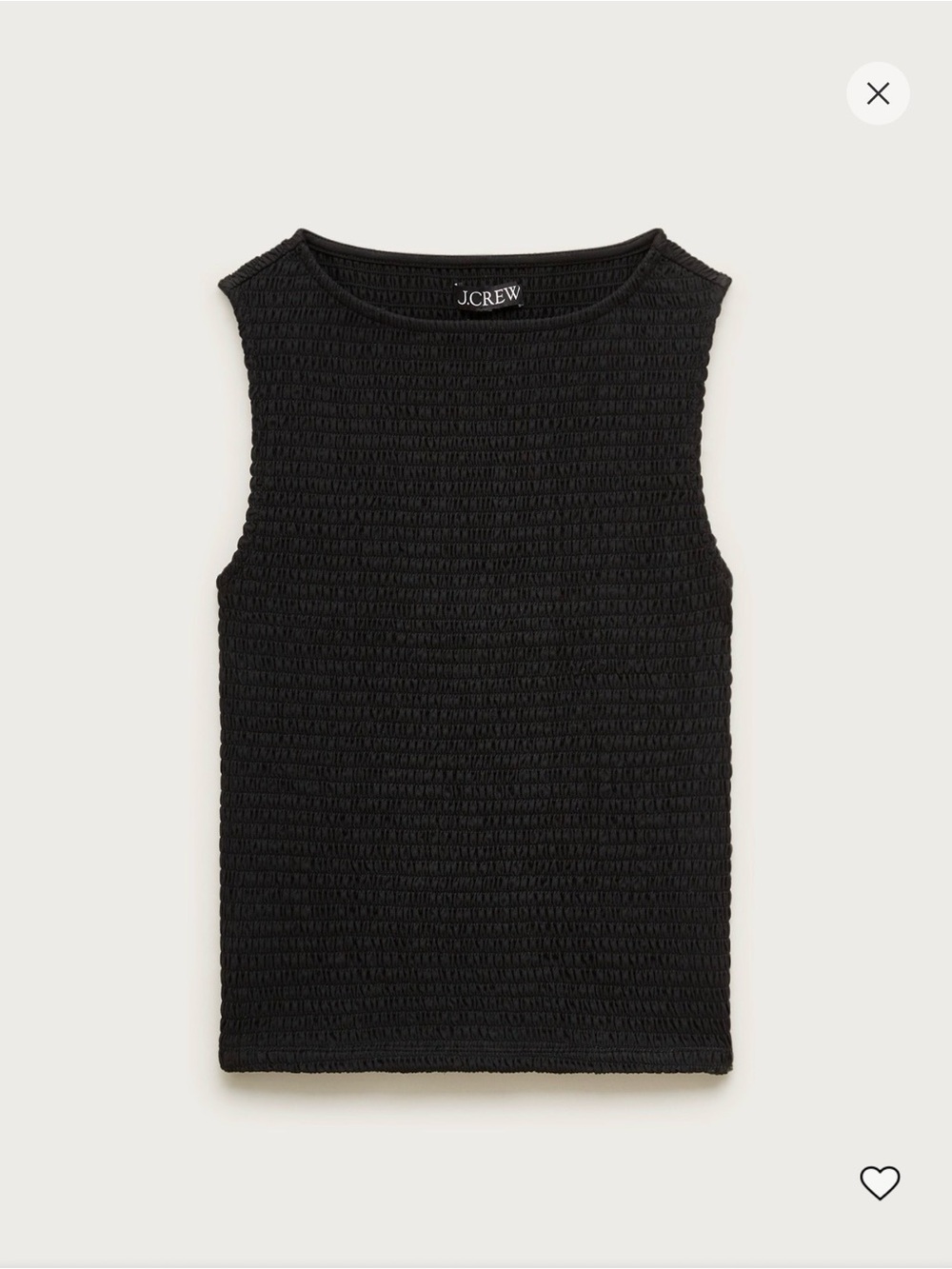 NWT J. Crew Black Smocked Sleeveless Tank Top